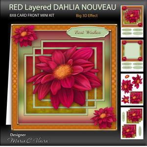 Red Dahlia Nouveau Card Front Kit