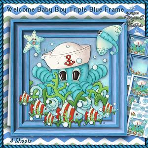 Welcome Baby Boy Triple Blue Frame Kit