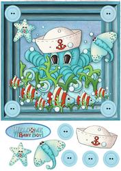 Welcome Baby Boy Button Teal Frame