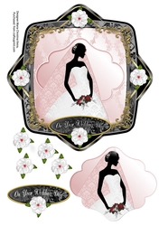 Wedding Day Pink Bride Silhouette Topper
