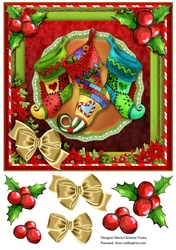 Vintage Christmas card Front Stockings