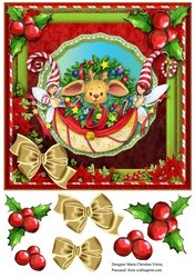 Vintage Christmas Card front Candycanes