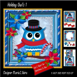 Holiday Owls 1 Card Front kit