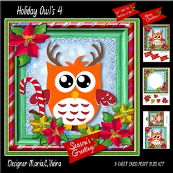 Holiday Owls 4 Card Front kit 