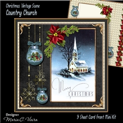 Christmas Vintage Scene Country Church