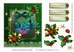 Christmas Bird Ornament CF 6X7 Green