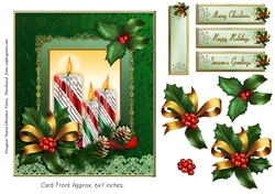 Candles And Candycane Stripes Green Setting