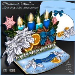 Christmas Candles Silver and Blue