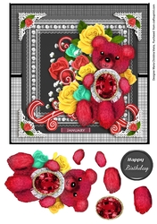 January Birthstone Bear Card Front 