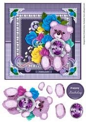Feburary Birthstone Bear Card Front