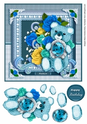 March Birthstone Bear Card Front