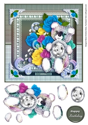April Birthstone Bear Card Front