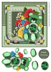 May Birthstone Bear Card Front