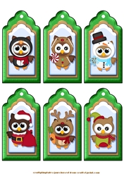 Christmas Tags 6 Owls Sheet 1