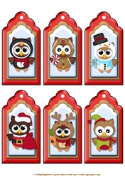 Christmas Tags 6 Owls Sheet 2