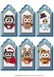 Christmas Tags 6 Owls Sheet 3