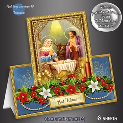 Nativity Scene Blue Tent Card Kit 2