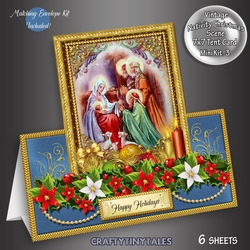 Nativity Scene Blue Tent Card Kit 3