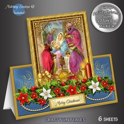 Nativity Scene Blue Tent Card Kit 4
