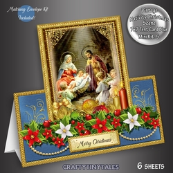 Nativity Scene Blue Tent Card Kit 5