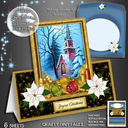 Vintage Christmas Church Tent Card Mini kit.1