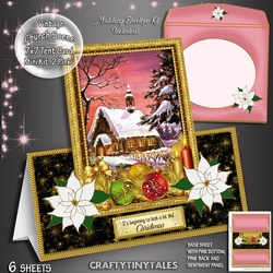 Vintage Christmas Church Tent Card Mini kit.2