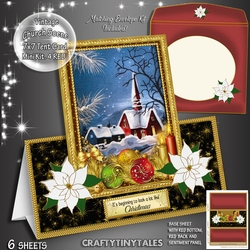 Vintage Christmas Church Tent Card Mini kit.4