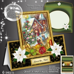Vintage Christmas Church Tent Card Mini kit.5