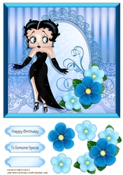 Betty Boop Card Front Blue Tone 2
