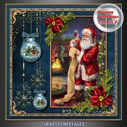 Happy Holidays Vintage Scene Blue 1