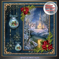 Happy Holidays Vintage Scene Blue 2