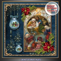 Happy Holidays Vintage Scene Blue 5