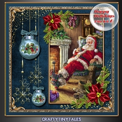 Happy Holidays Vintage Scene Blue 6