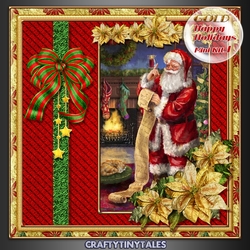 GOLD Happy Holidays Vintage Santa 1