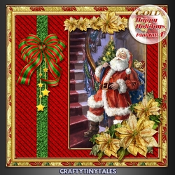 GOLD Happy Holidays Vintage Santa 4