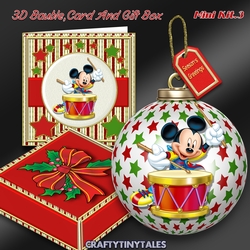 3D Bauble Card And Gift Box The Drummer Mouse
