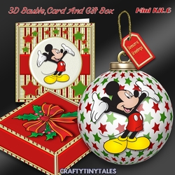 3D Bauble Card And Gift Box Mickeys Xmas Cheer