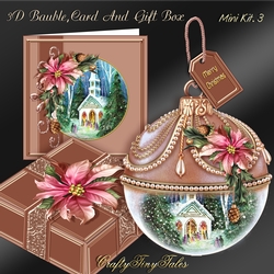 Rose Gold 3D Bauble Christmas Church Scene Kit.3