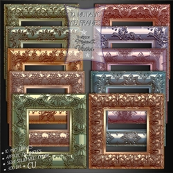 10 Metallic Floral Design Frames CU