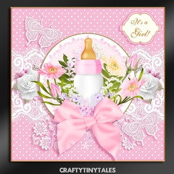 Baby Girl Bottle Card Front Mini Kit.
