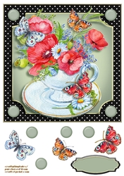 Teacups Flowers & Butterflies Card Front 4