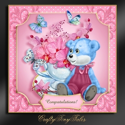 Teddy Tea Cup Card Front Kit. 1