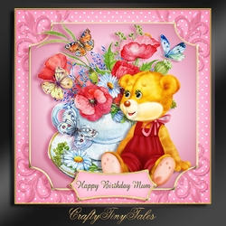 Teddy Tea Cup Card Front Kit. 4