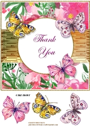 Floral and Butterflies Thank You Card Front 1