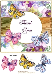 Floral and Butterflies Thank You Card Front 2