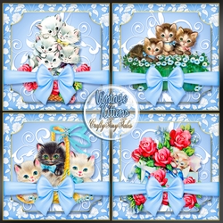 Vintage Kitten Baskets Bumper Kit-Blue
