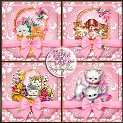 Vintage Kitten Baskets Bumper Kit-Pink