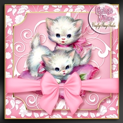 Vintage Kitten Baskets Kit-1-Pink