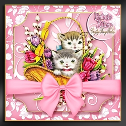 Vintage Kitten Baskets Kit-2-Pink
