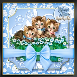 Vintage Kitten Baskets Kit-2-Blue